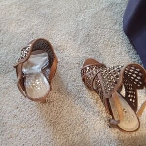 Vince Camuto Brown Studded Heels
